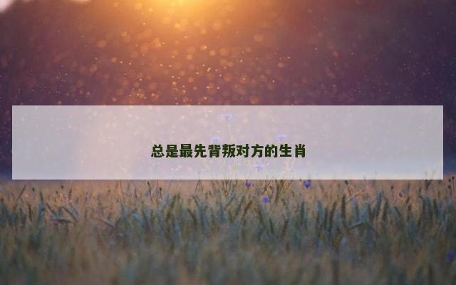 总是最先背叛对方的生肖
