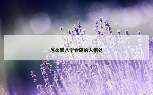 怎么跟八字命硬的人相处