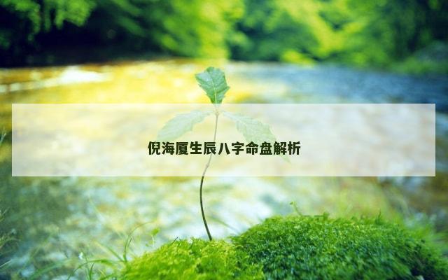倪海厦生辰八字命盘解析