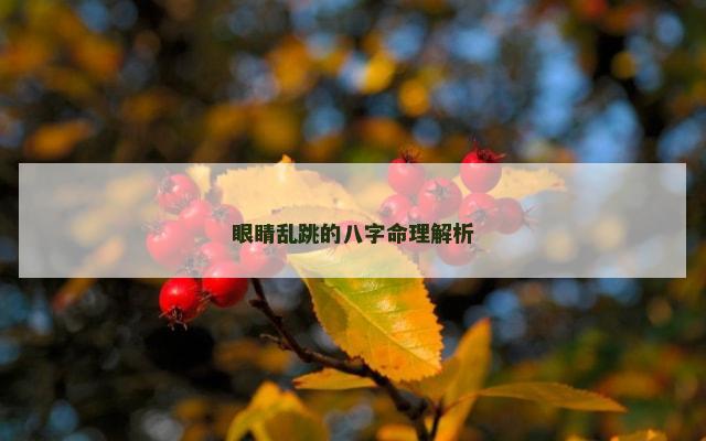眼睛乱跳的八字命理解析