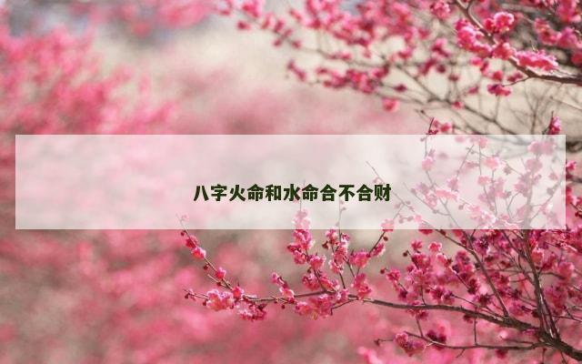 八字火命和水命合不合财