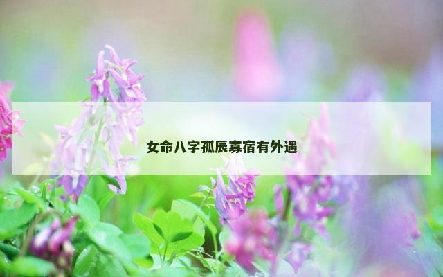 女命八字孤辰寡宿有外遇