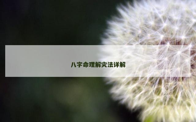 八字命理解灾法详解