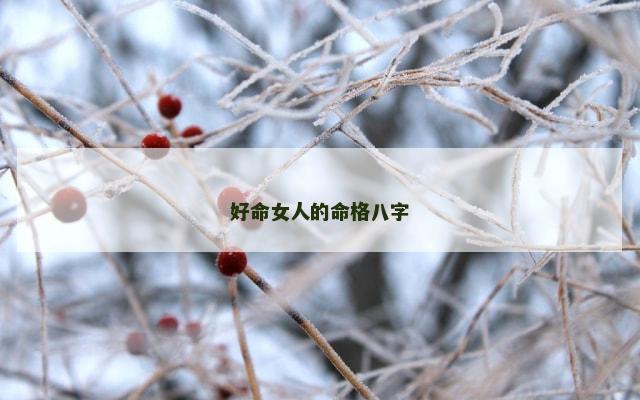 好命女人的命格八字
