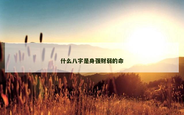 什么八字是身强财弱的命