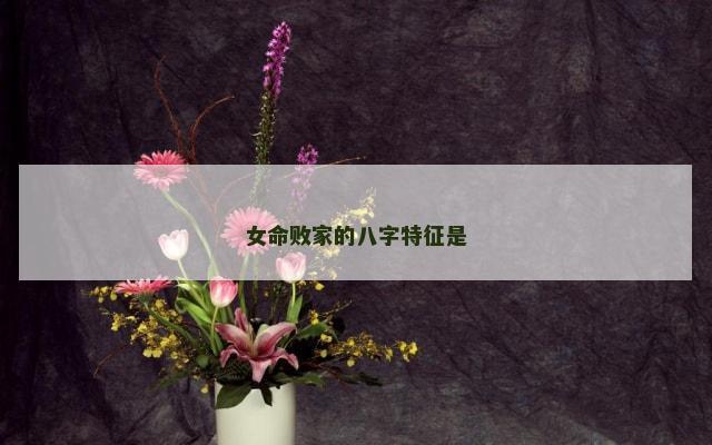 女命败家的八字特征是