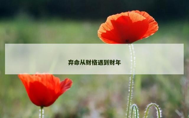 弃命从财格遇到财年