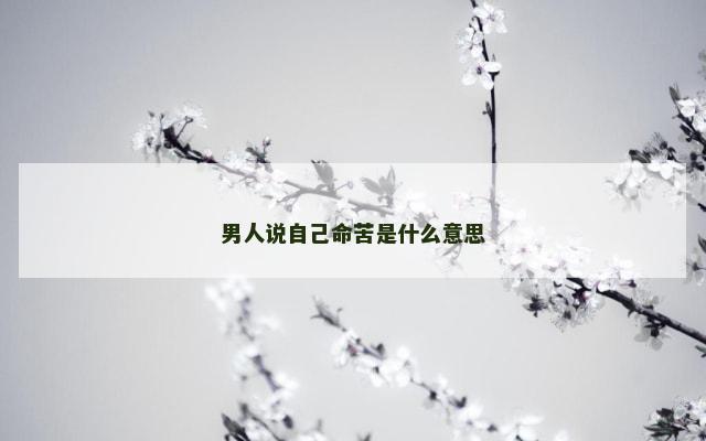 男人说自己命苦是什么意思