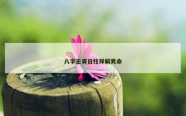 八字壬寅日柱祥解男命
