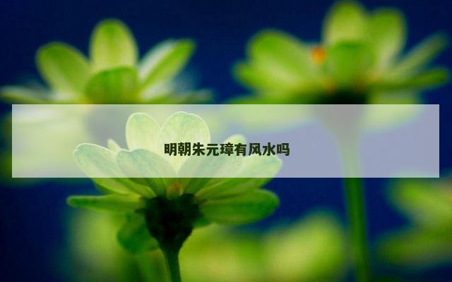 明朝朱元璋有风水吗