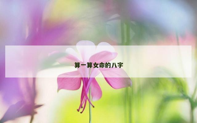 算一算女命的八字