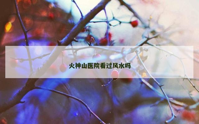 火神山医院看过风水吗