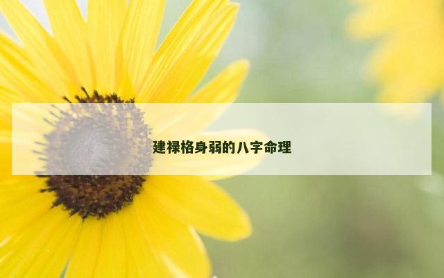 建禄格身弱的八字命理