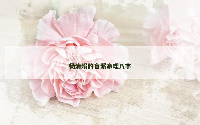 杨清娟的盲派命理八字