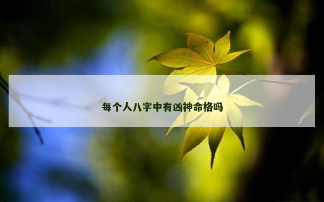 每个人八字中有凶神命格吗