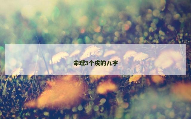 命理3个戌的八字