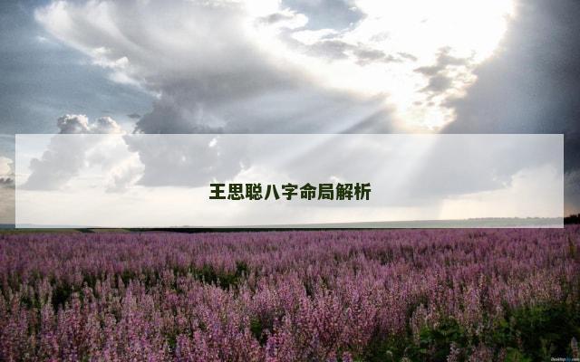 王思聪八字命局解析