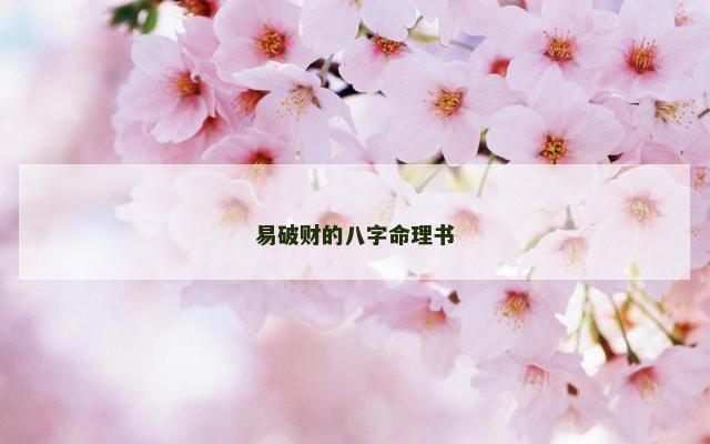 易破财的八字命理书