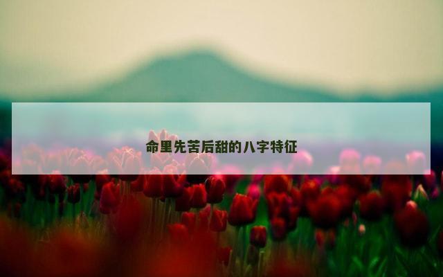 命里先苦后甜的八字特征
