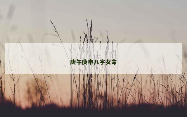 庚午庚申八字女命