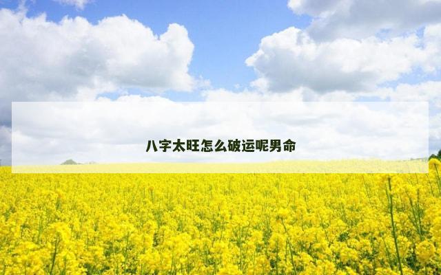 八字太旺怎么破运呢男命