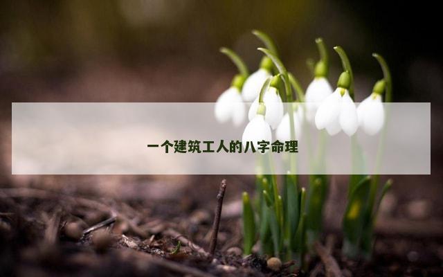 一个建筑工人的八字命理