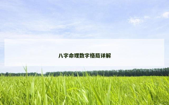 八字命理数字格局详解