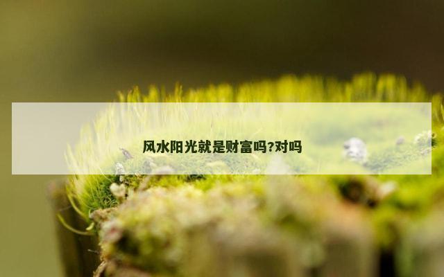 风水阳光就是财富吗?对吗