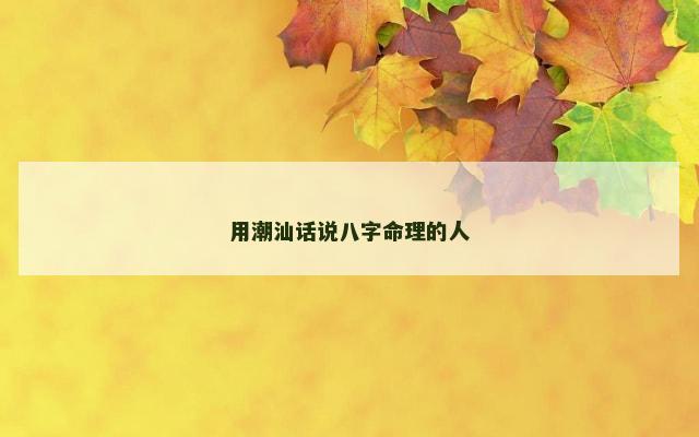 用潮汕话说八字命理的人