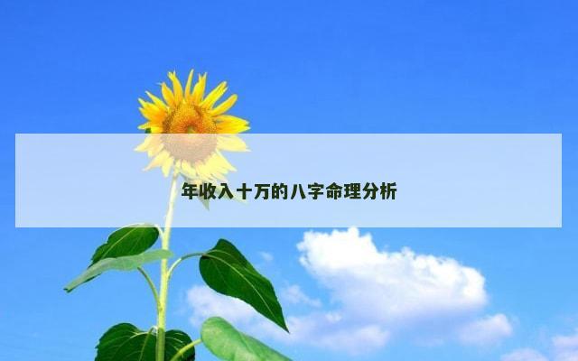 年收入十万的八字命理分析