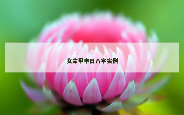 女命甲申日八字实例