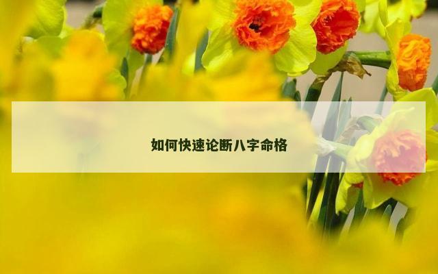 如何快速论断八字命格