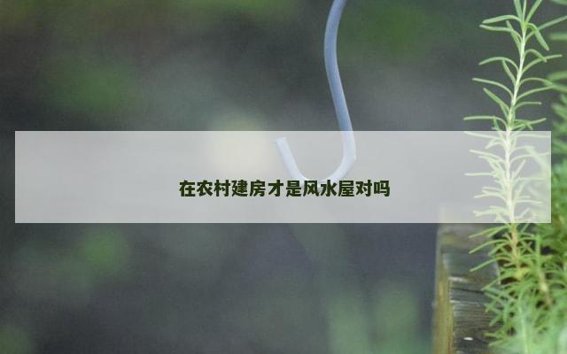 在农村建房才是风水屋对吗