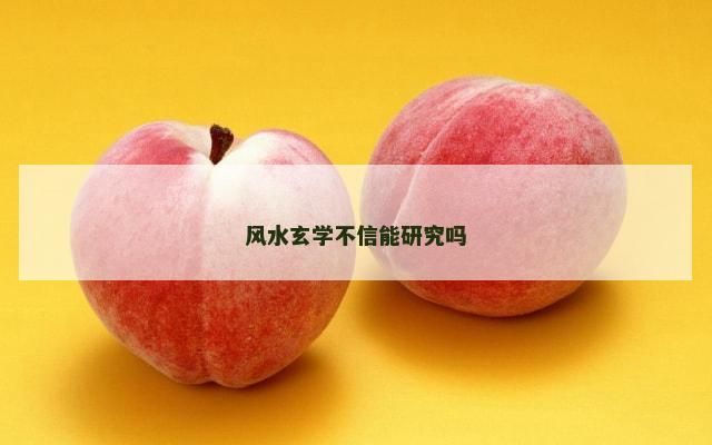风水玄学不信能研究吗
