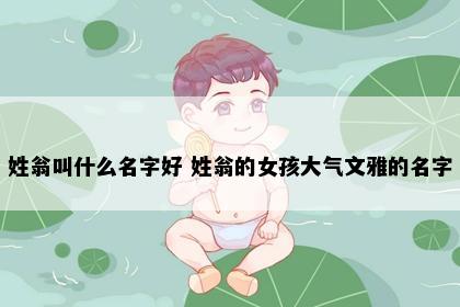 姓翁叫什么名字好 姓翁的女孩大气文雅的名字