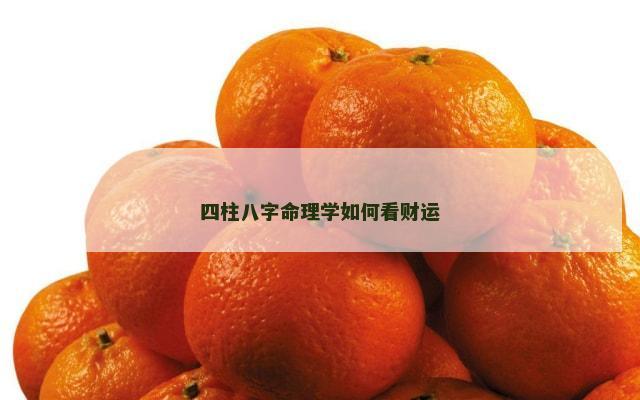 四柱八字命理学如何看财运