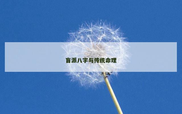 盲派八字与传统命理