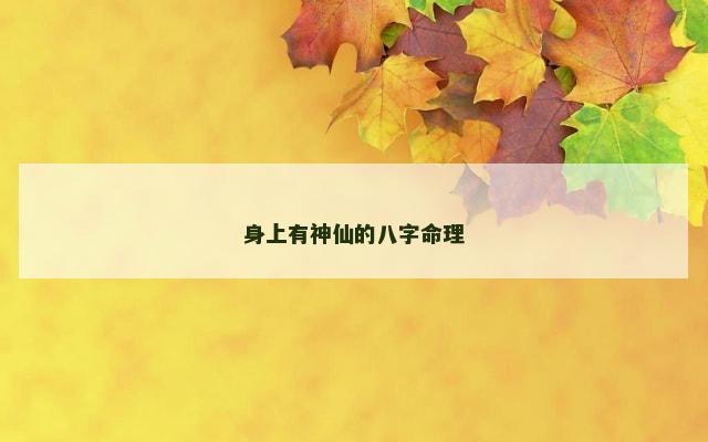身上有神仙的八字命理