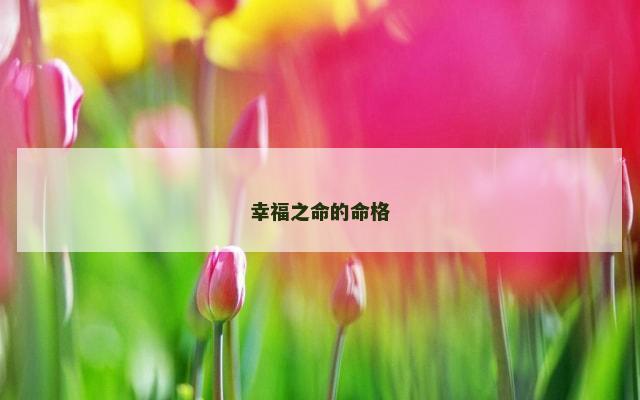 幸福之命的命格