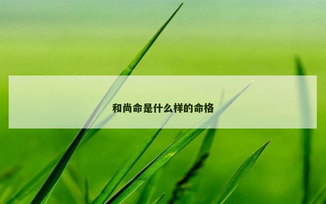 和尚命是什么样的命格