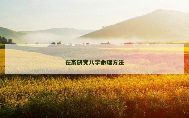 在家研究八字命理方法