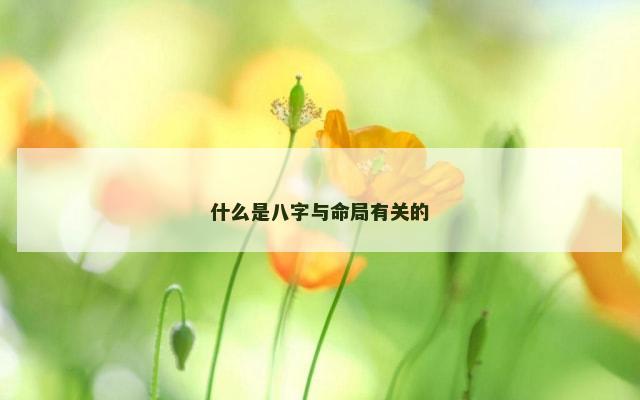 什么是八字与命局有关的