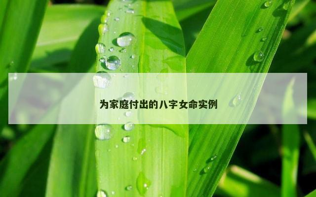 为家庭付出的八字女命实例