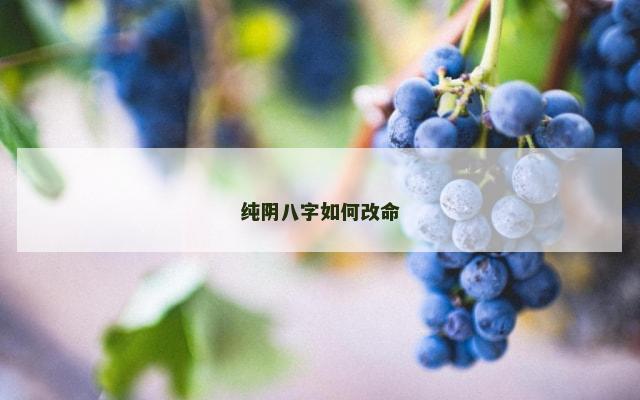 纯阴八字如何改命