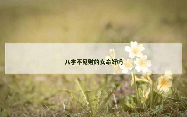 八字不见财的女命好吗