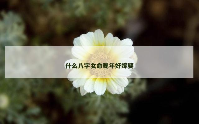 什么八字女命晚年好嫁娶