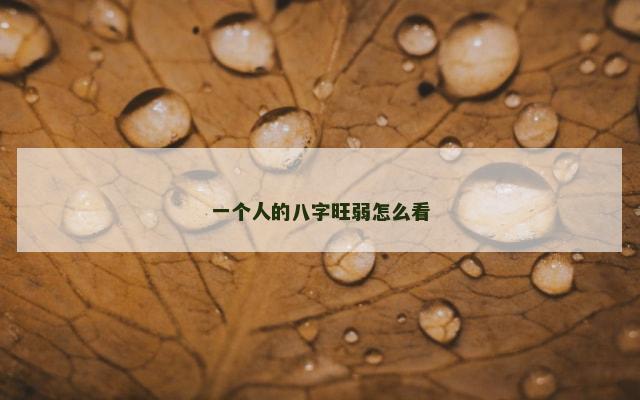 一个人的八字旺弱怎么看