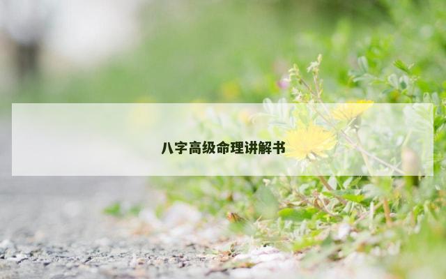 八字高级命理讲解书