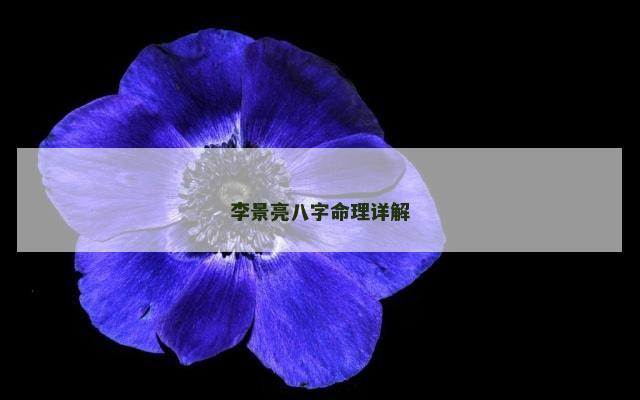 李景亮八字命理详解