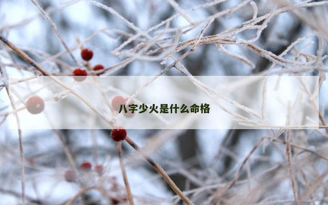 八字少火是什么命格